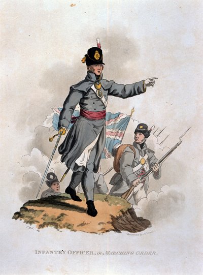 根据最新法规1812&39;，“大英帝国陆军服装”中的步兵军官，由JC Stadler雕刻，由Colnaghi und Co. 1812-15出版（彩色a 作者 查尔斯·汉密尔顿·史密斯