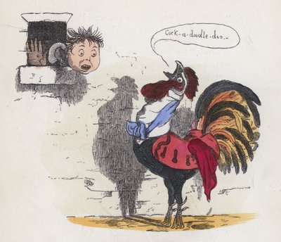 Boy woken up by a cock crowing (coloured engraving) 作者 查尔斯·亨利（后）贝内特