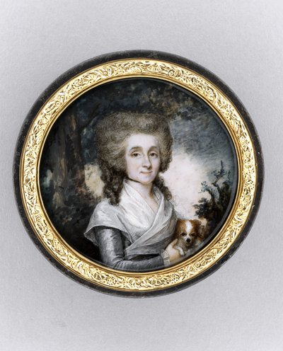 装有女人肖像的盒子，约 1785 年（象牙、镀金、玳瑁色和玻璃上的水彩画） 作者 查尔斯·汉纳德