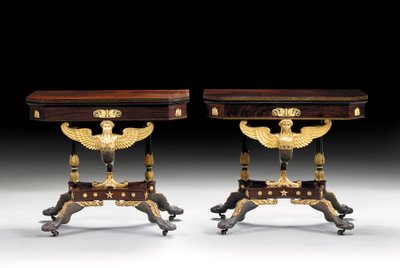 两张古典雕花卡桌，约1815年（镀金玫瑰木） 作者 查尔斯·奥诺·兰努埃