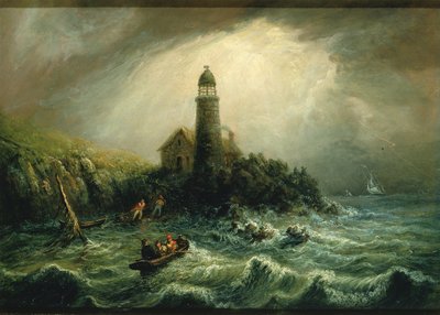 波格角灯塔的海景，约1840-1849年。 作者 查尔斯·哈伯德