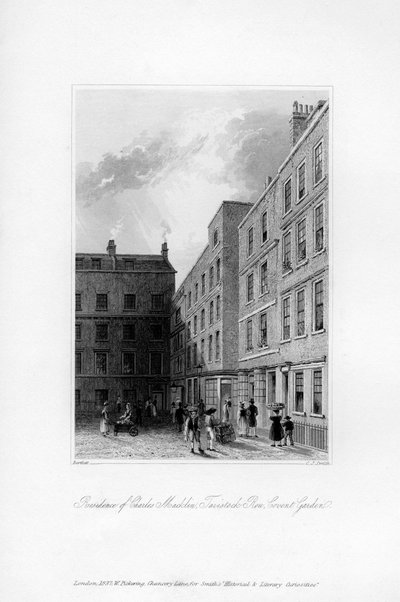 查尔斯·麦克林（Charles Macklin）最后住所的外观，塔文斯托克街（Tavistock Row），科芬园（Covent Garden），1840年。 作者 查尔斯·史密斯