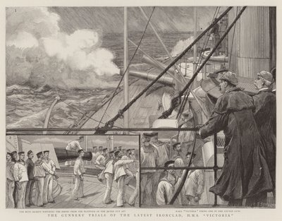 最新的Ironclad，HMS维多利亚的枪械试验 作者 Charles J. Staniland