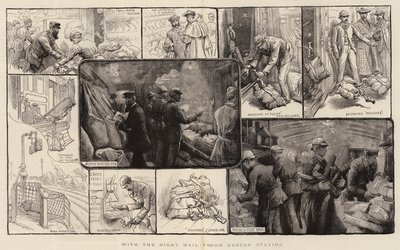 随着尤斯顿车站的夜间邮件 作者 Charles J. Staniland