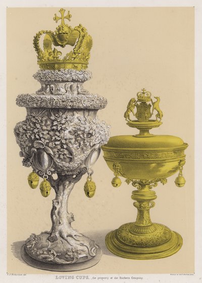 Loving cups, the property of the Barbers Company (colour litho) 作者 查尔斯·詹姆斯·理查森