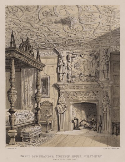 Small bed chamber, Stockton House, Wiltshire, seat of Henry Biggs (colour litho) 作者 查尔斯·詹姆斯·理查森