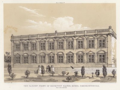 The garden front of Brympton Manor House, Somersetshire, Inigo Jones, architect (colour litho) 作者 查尔斯·詹姆斯·理查森