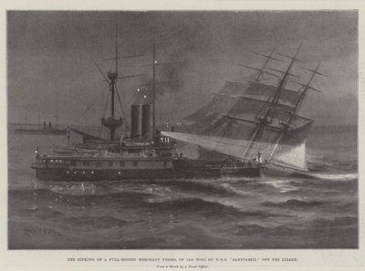 HMS Sanspareil从蜥蜴号下沉的1400吨满载商船 作者 查尔斯·约翰·德·莱西