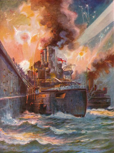 1918年，1918年，在泽布鲁日（Geebrugge）进行的血案 作者 查尔斯·约翰·德·莱西