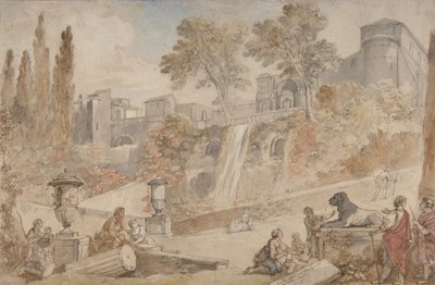 蒂沃利的埃斯特别墅的花园，1760年。 作者 查尔斯·约瑟夫·纳托尔