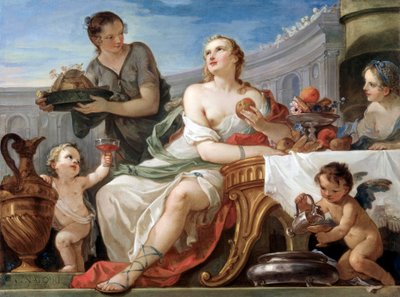 "夏尔-约瑟夫-纳托瓦（Charles-Joseph Natoire）的绘画作品 "赛琪的盛宴 作者 查尔斯·约瑟夫·纳托尔