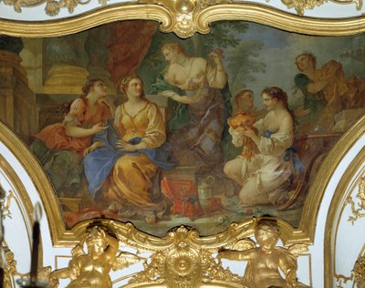 Psyche向他的姐妹们展示他的resors Ceiling painting by Charles Joseph Natoire (Charles-Joseph Natoire) 作者 查尔斯·约瑟夫·纳托尔