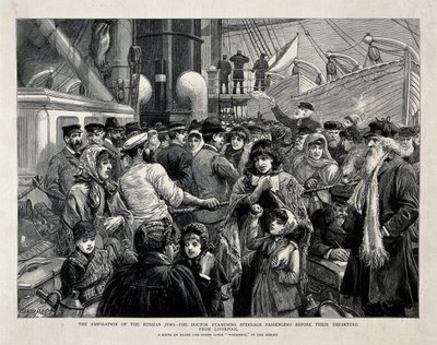 俄国犹太人在从利物浦移民之前接受医生检查，1891年 作者 查尔斯·约瑟夫·斯坦尼兰