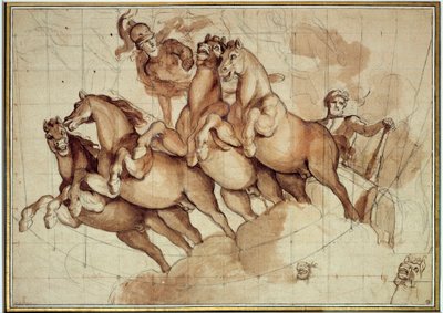 Apotheose of Hercules Lavis de sanguine et encre noir by Charles Lebrun (Le Brun) (1619-1690) 17th century Sun. 0,32x0,45m. Paris, Louvre Museum 作者 查尔斯·勒布朗