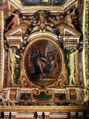 1663年的艺术赞助，Galerie des Glaces的天花板画 作者 查尔斯·勒布朗