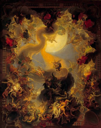 叛逆天使的陨落。 查尔斯·勒布伦 (Le Brun) 的绘画 (1619-1690) 作者 查尔斯·勒布朗