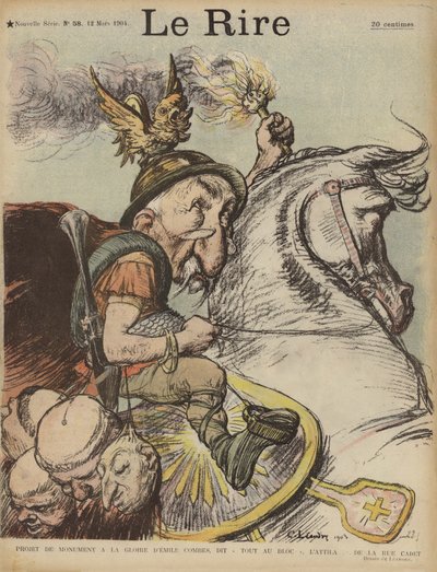 法国总理埃米尔的讽刺漫画作为匈奴阿提拉。 Le Rire的插图 作者 Charles Leandre