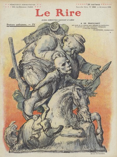 法国总理查尔斯·德菲欣纳的漫画。 Le Rire的插图 作者 Charles Leandre
