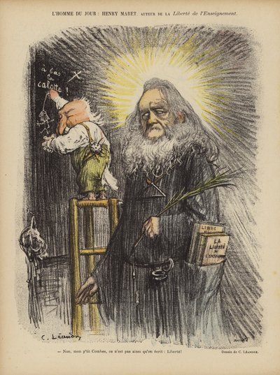 法国记者兼政治家Henry Maret和总理Emile Combes的漫画。 作者 Charles Leandre