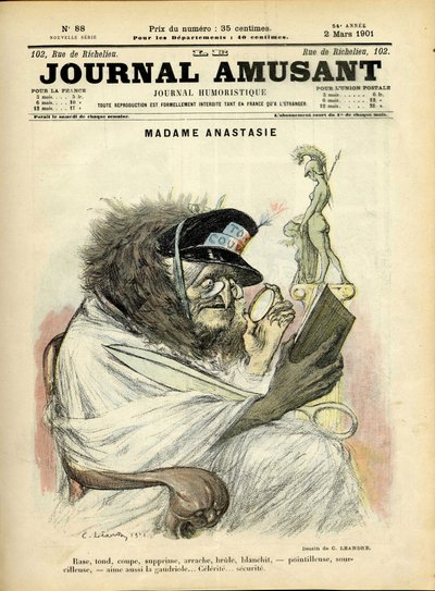 Charles Leandre (1862-1934) 为 Le Journal Fun 封面的插图 作者 查尔斯·莱安德烈