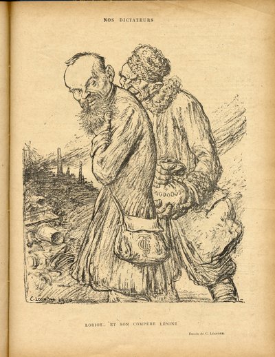 Illustration of Charles Leandre (1862-1934) in Le Rire, 29/05/20 - Loriot and his compere Lenine - Uss - Lenine, Loriot 作者 查尔斯·莱安德烈