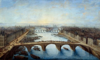 Cavalier view of Paris taken over the Pont Royal in 1741 Painting by Charles Grevenbrock (? -1758) 1741 Sun. 0,96x1,62 m Paris, musee Carnavalet - Panoramic view of Paris over the Pont Royal in 1741. Painting by Charles Grevenbroeck (? -1758) 作者 查尔斯·利奥波德·格雷文布鲁克