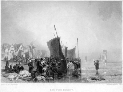 鱼市场，c1820年代。 作者 查尔斯·刘易斯