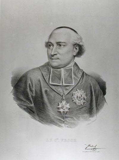 Francois Seraphin Delpech（1778-1825）雕刻的红衣主教Joseph Fesch（1763-1839）的肖像（雕刻）（黑白照片）。 作者 查尔斯·路易斯（后）巴赞