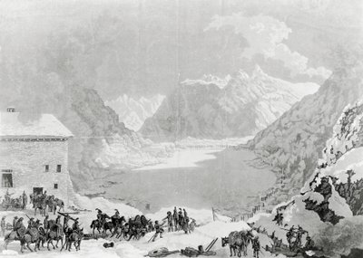 法国第一领事拿破仑·波拿巴 (1769-1821) 的军队在大圣伯纳德山口临终关怀中心，5 月 20 日 作者 查尔斯·路易斯·卢西安·穆勒
