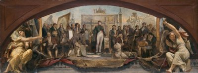 卢浮宫德农馆草图：Les quatre âges artistiques de la France - Présentation des plans à Napoléon，约 1864 年（布面油画） 作者 查尔斯·路易斯·卢西安·穆勒
