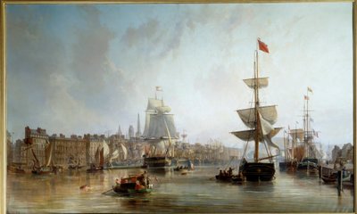 1855 年的鲁昂港 查尔斯·路易斯·莫津 (1806-1862) 绘画，1855 年 1,77x2,87 m Rouen，Musee des Beaux Arts 作者 查尔斯·路易斯·莫津