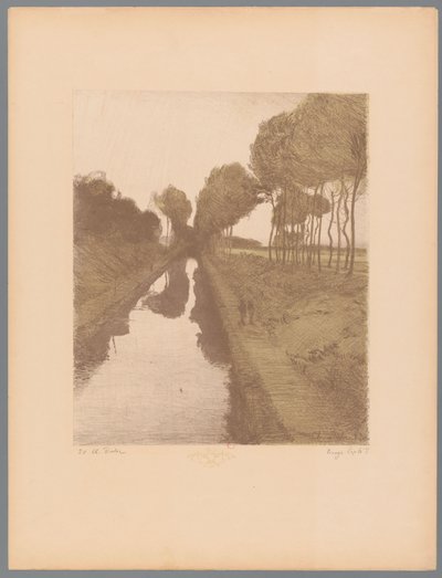 两个步行者沿着运河 风景（系列名称） Suite des Paysages（系列名称） 作者 查尔斯·玛丽·杜拉克