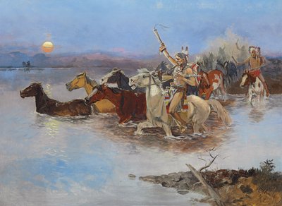 过河，约于1895年 作者 查尔斯·马里恩·拉塞尔