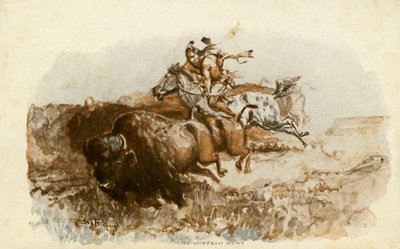CM Russell的Buffalo Hunt 作者 查尔斯·马里恩·拉塞尔