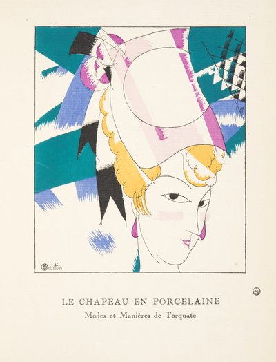 瓷器帽，来自时装系列，1920年（模版印刷） 作者 查尔斯·马丁