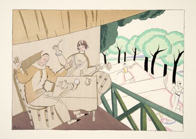 网球，来自体育和娱乐，酒吧。 1914年（模版印刷） 作者 查尔斯·马丁