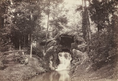 通往鹿池的小石窟的景色，布瓦涅（Bois de Boulogne），1858年。 作者 查尔斯·马维尔