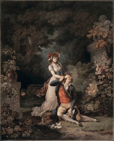 不知情的情人》，1790年代。 作者 Charles Melchior Descourtis