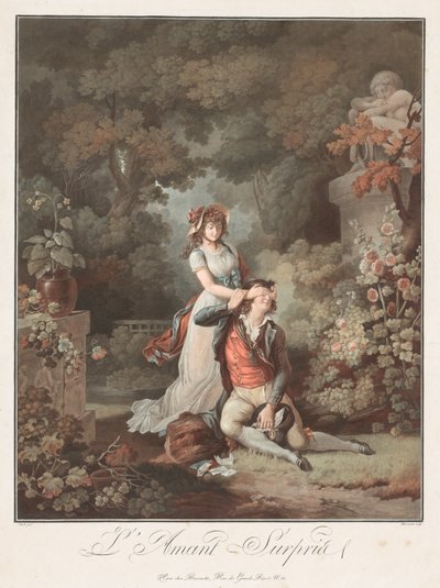 情人吃惊的LAmant Surpris，c。 1798年。 作者 Charles Melchior Descourtis