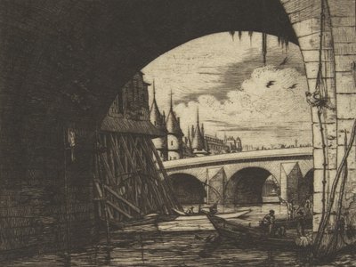 拱门，Nôtre-Dame桥，巴黎，1853年。 作者 查尔斯·梅里昂