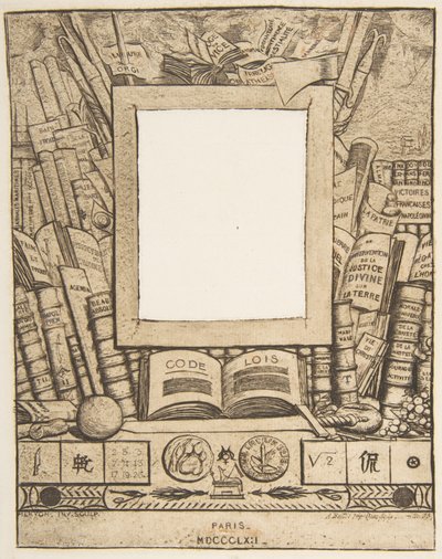 阿尔芒-盖罗肖像的画框设计，1862年。 作者 查尔斯·梅里昂