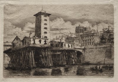 巴黎的蚀刻版画  巴黎圣母院水泵 作者 查尔斯·梅里昂