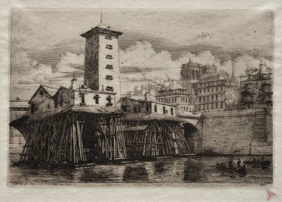 巴黎蚀刻：1852年，巴黎圣母院（Notre Dame Pump）。 作者 查尔斯·梅里昂