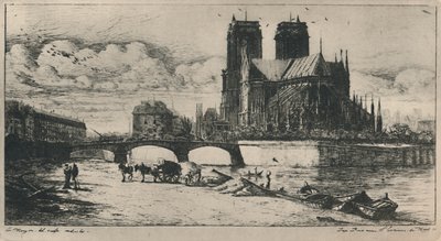 巴黎第四圣母院（Labside De Notre-Dame De Paris 4th State），6 12 x 11 34英寸，1854年，1927年 作者 查尔斯·梅里昂