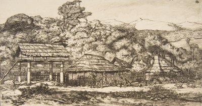 班克斯半岛阿卡罗亚的原住民谷仓和小屋，1845年，1860年。 作者 查尔斯·梅里昂