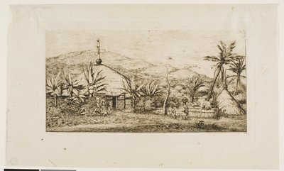 新喀里多尼亚：巴拉德至普埃坡路上的大型土著小屋，1845 年 作者 查尔斯·梅里昂