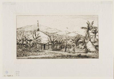 新喀里多尼亚：巴拉德至普埃坡路上的大型土著小屋，1845 年 作者 查尔斯·梅里昂