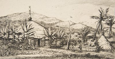 新喀里多尼亚：从Balade到Puebo公路上的大型土著小屋，1845年，1863年。 作者 查尔斯·梅里昂