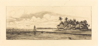 Océanie, ilots à Uvea (Wallis); Peche aux palmes, 1845 (大洋洲：渔业，在Uea或Wallis群中有棕榈树的附近岛屿) 作者 查尔斯·梅里昂
