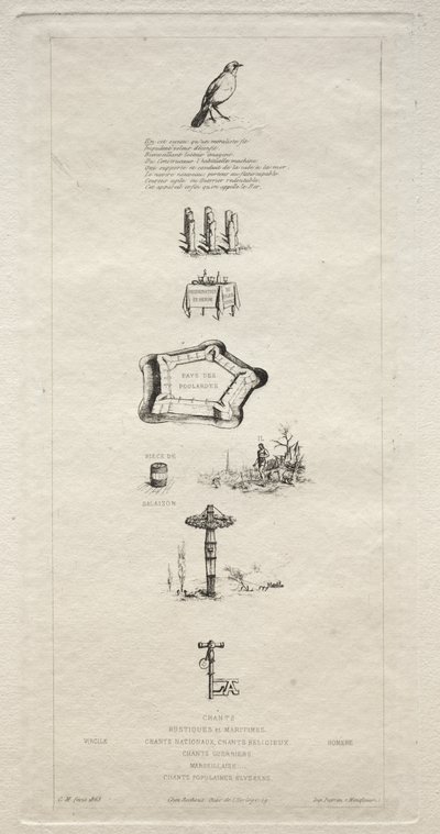 雷布斯（Rebus）：贝兰格（Beranger）并不是很强壮，因为他从未拥有过通往野外的钥匙，1863年。 作者 查尔斯·梅里昂